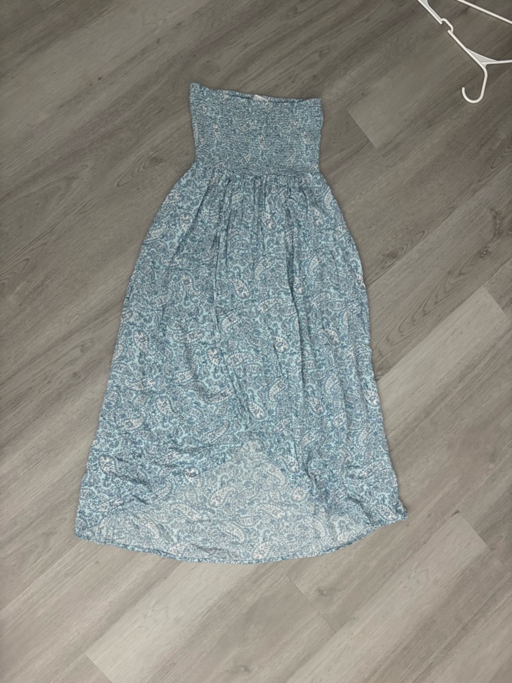 Patrons of Peace Light Blue Paisley Strapless Maxi Dress